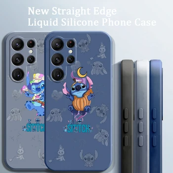 Disney Stitch Monster Симпатичный чехол для телефона с жидкой веревкой для Samsung Galaxy S22 S21 S20 FE S10 Note 20 10 Plus Lite Ultra 5G Funda