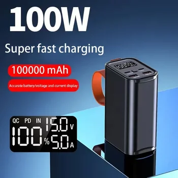  Станция Power Bank большой емкости 100000 мАч 100 Вт PD USB C DC Быстрая зарядка Внешний аккумулятор Портативный внешний аккумулятор для iPhone Xiaomi