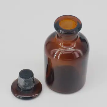 60 мл Бутылка из коричневого стекла с узким горлышком и стеклянной посудой Stooper Lab Chemistry Обучение