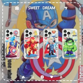 Роскошный чехол для телефона Marvel Hulk Thor Odinson Iron Man для iPhone 15 14 13 12 11 Pro Max Капитан Америка Гальваническая серебряная крышка
