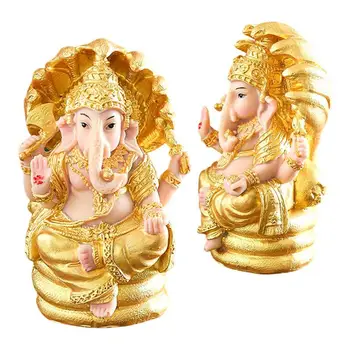 Золотые статуи Ганеши Инновационный слон Индуистский бог Скульптура Индуистский Ганеша Статуэтки для индуистского Ганеша Будда Настольные украшения Suppl
