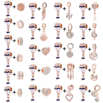 2 шт./лот Шарм с воздушным шаром с подвесками в виде сердца подходит для брендовых браслетов и ожерелий для женщин Модные ювелирные изделия Изготовление аксессуаров