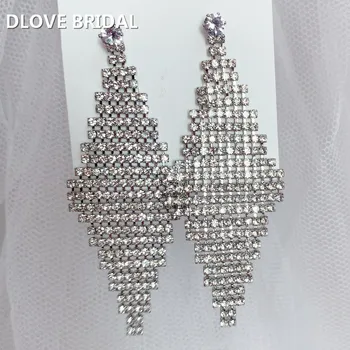 Drop Серьги для женщин Хрустальный горный хрусталь Большие бриллианты Shap Серьги Свадебные украшения