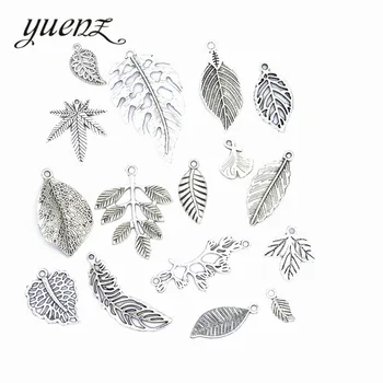 YuenZ 16шт Микс подвески из листьев дерева Античный серебристый цвет Металлический шарм подходит ожерелье Браслеты ювелирные изделия U020