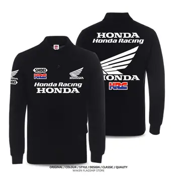 Honda POLO рубашка с длинными рукавами и лацканами мотоциклетная фабрика командный гоночный костюм для мужчин и женщин на лошадях мужская повседневная чистая хлопок