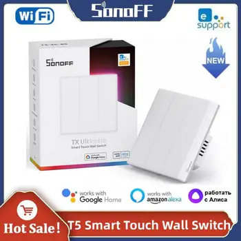 SONOFF T5 WiFi Smart Wall Switch Полный сенсорный доступ Светодиодный край Умный дом EWeLink Пульт дистанционного управления Vias Alexa Google Home Alice