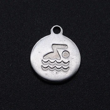 20 шт./лот 100% нержавеющая сталь плавание спорт кулон DIY ожерелье браслет ювелирные изделия