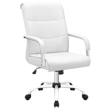  Офисный стул с высокой спинкой Стул для конференций из искусственной кожи, белый