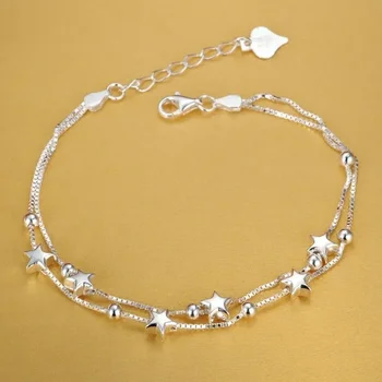 925 Стерлинговое серебро Красивые звезды Браслеты для женщин Корейский модельер Вечеринка Свадебные ювелирные изделия Праздничные подарки