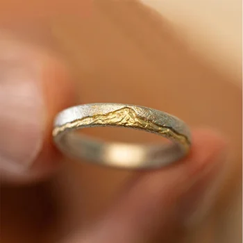 Мужское кольцо 925 пробы из стерлингового серебра Ювелирные изделия Регулируемое модное золото Горный дизайн Кольцо Мужской указательный палец Аксессуары