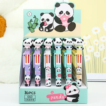 36 шт./лот Creative Panda 6 цветов шариковая ручка Симпатичная пресса 0,7 мм Шариковые ручки Офисные школьные письменные принадлежности