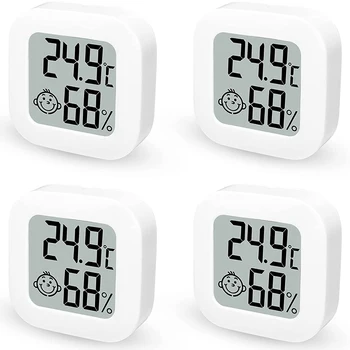 Упаковка из 4 цифровых гигрометрических комнатных термометров с монитором температуры и влажности