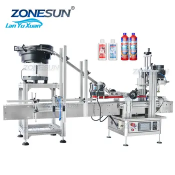 ZONESUN ZS-XG1870P Автоматическая настольная настольная укупорочная машина для укупорки пластиковых банок с вибрационной чашей