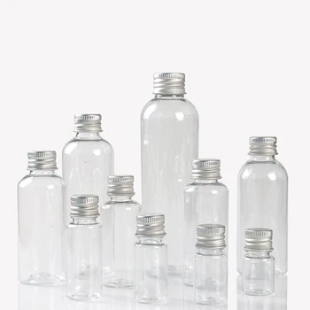 Прозрачная пластиковая бутылка с алюминиевой завинчивающейся крышкой Маленькие баночки Косметический контейнер Дорожный набор Пустые многоразовые бутылки Банка