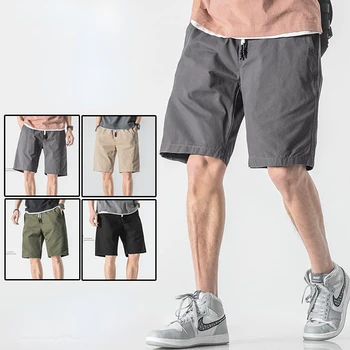 летние повседневные шорты мужские свободные пятиточечные брюки тонкого сечения спортивные прямые однотонные простые средние брюки мужские пляжные брюки