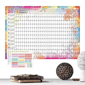 Большой настенный календарь на 2024 год 12-месячный годовой планировщик стен горизонтальный из плотной бумаги Ежемесячный тематический календарь на 2024 год на Новый год