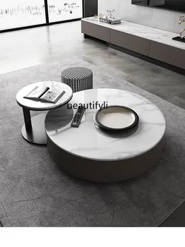  Новый чайный столик в итальянском стиле Light Luxury Rock Plate круглый Вариативный Креативный ТВ-шкаф Комбинация